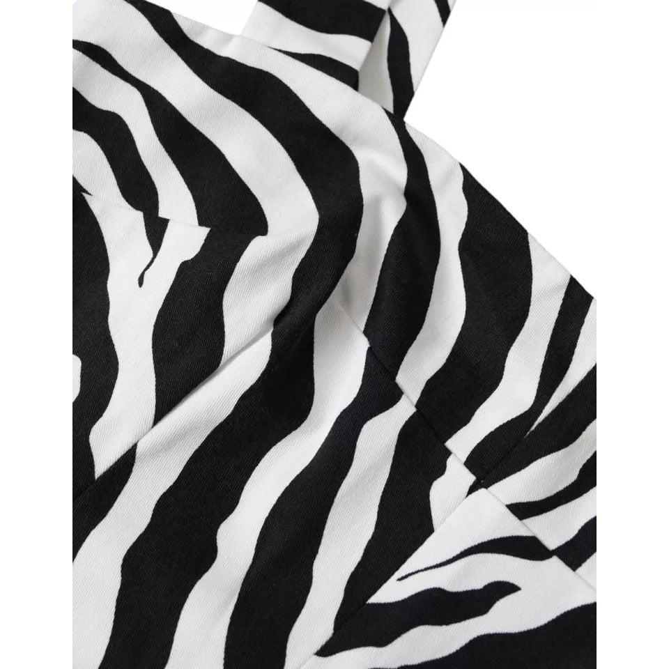 Dolce &amp; Gabbana Black White Zebra Sleeveless Bustier Crop Top