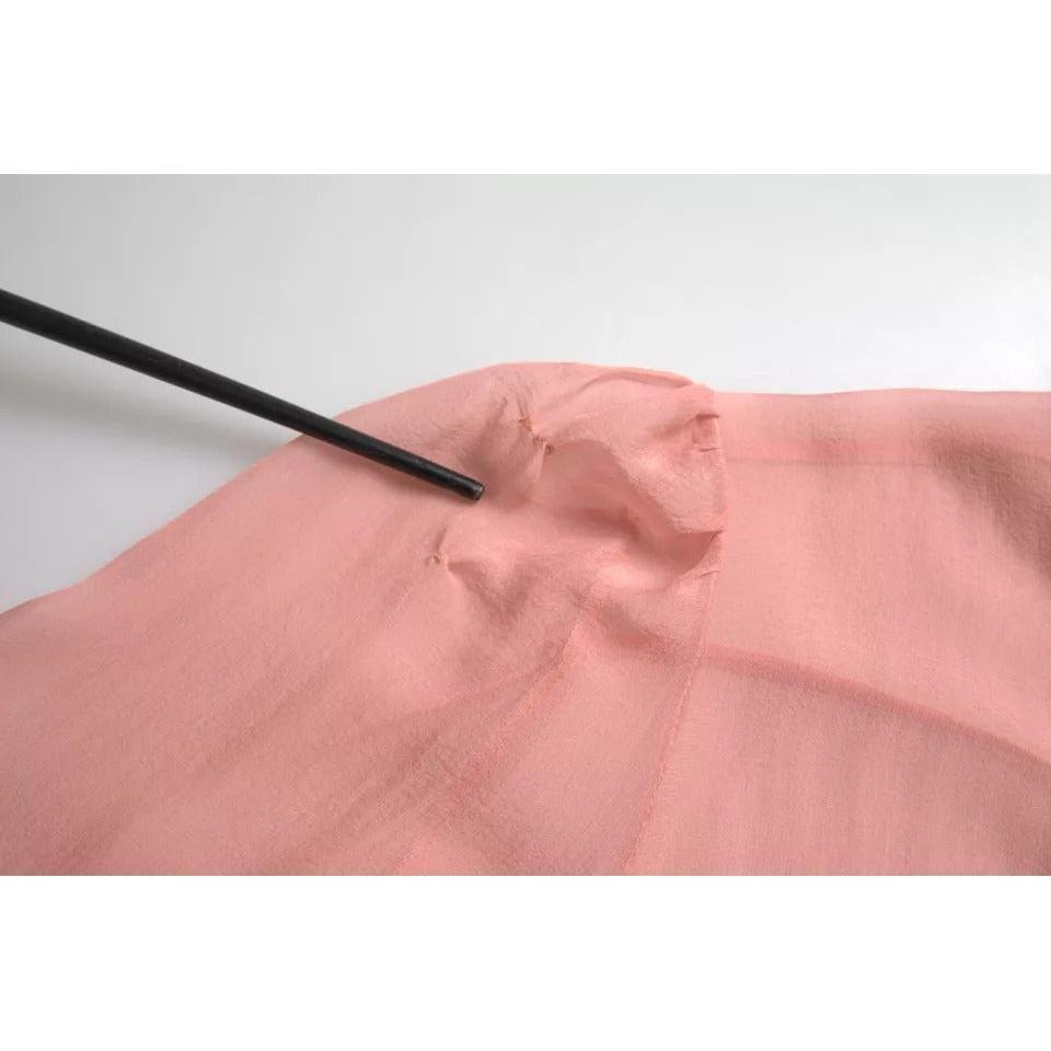 Dolce &amp; Gabbana Pink Long Sleeves Ascot Collar Top Blouse