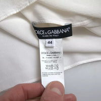 Dolce & Gabbana White Floral Silk Ascot Collared Top Blouse