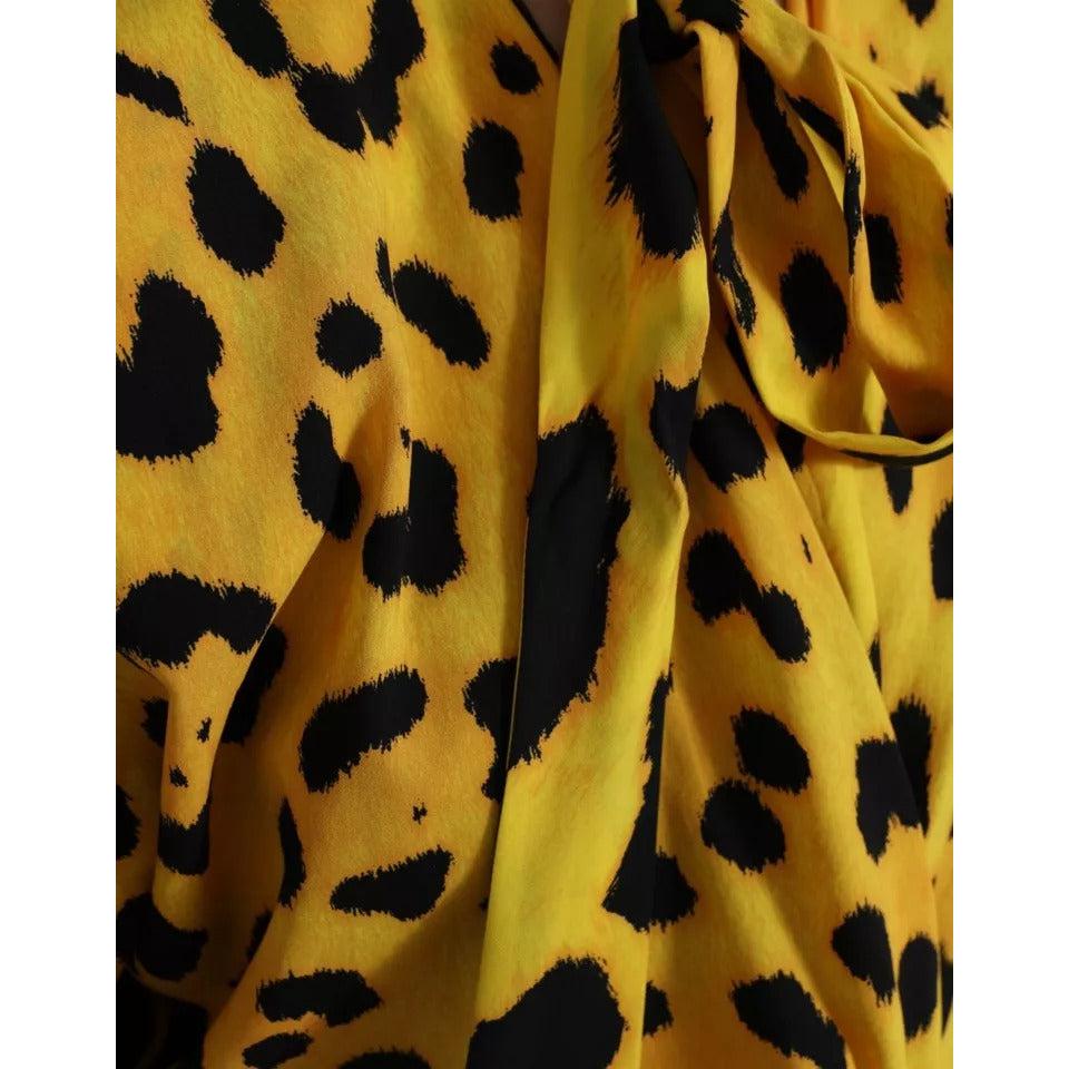Dolce &amp; Gabbana Yellow Leopard Print Long Sleeves Top Blouse
