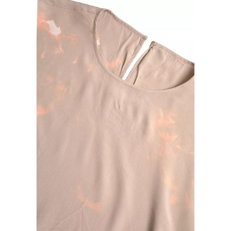 Dolce &amp; Gabbana Brown Round Neck Short Sleeve Blouse Top