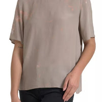 Dolce & Gabbana Brown Round Neck Short Sleeve Blouse Top