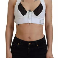 Dolce & Gabbana White Viscose Sleeveless Cropped Bustier Top