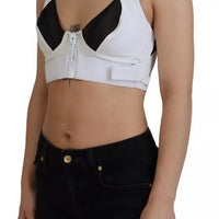 Dolce & Gabbana White Viscose Sleeveless Cropped Bustier Top