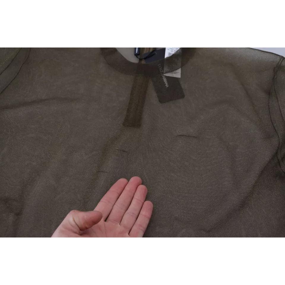 Dolce &amp; Gabbana Black Transparent Crewneck Long Sleeves Top