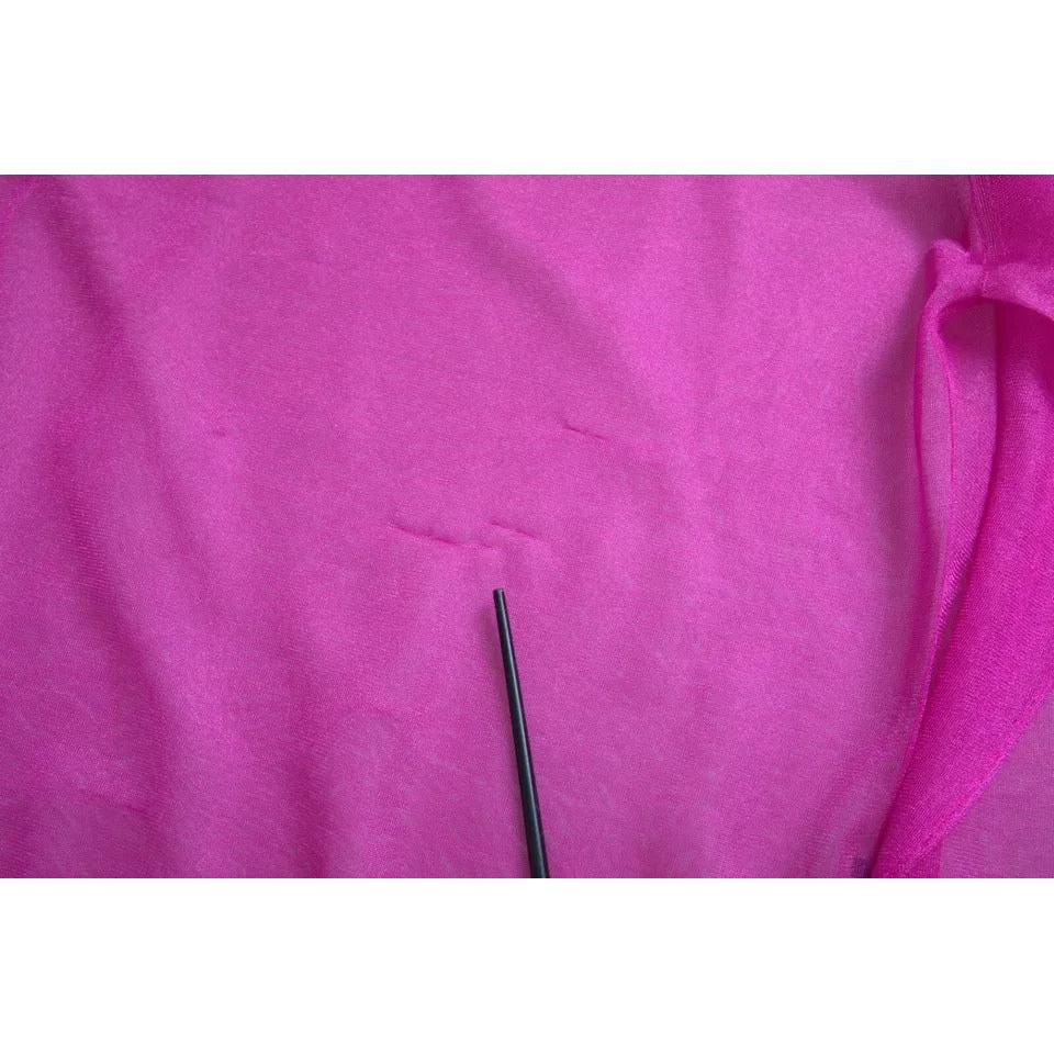 Dolce &amp; Gabbana Pink Transparent Crewneck Long Sleeves Top