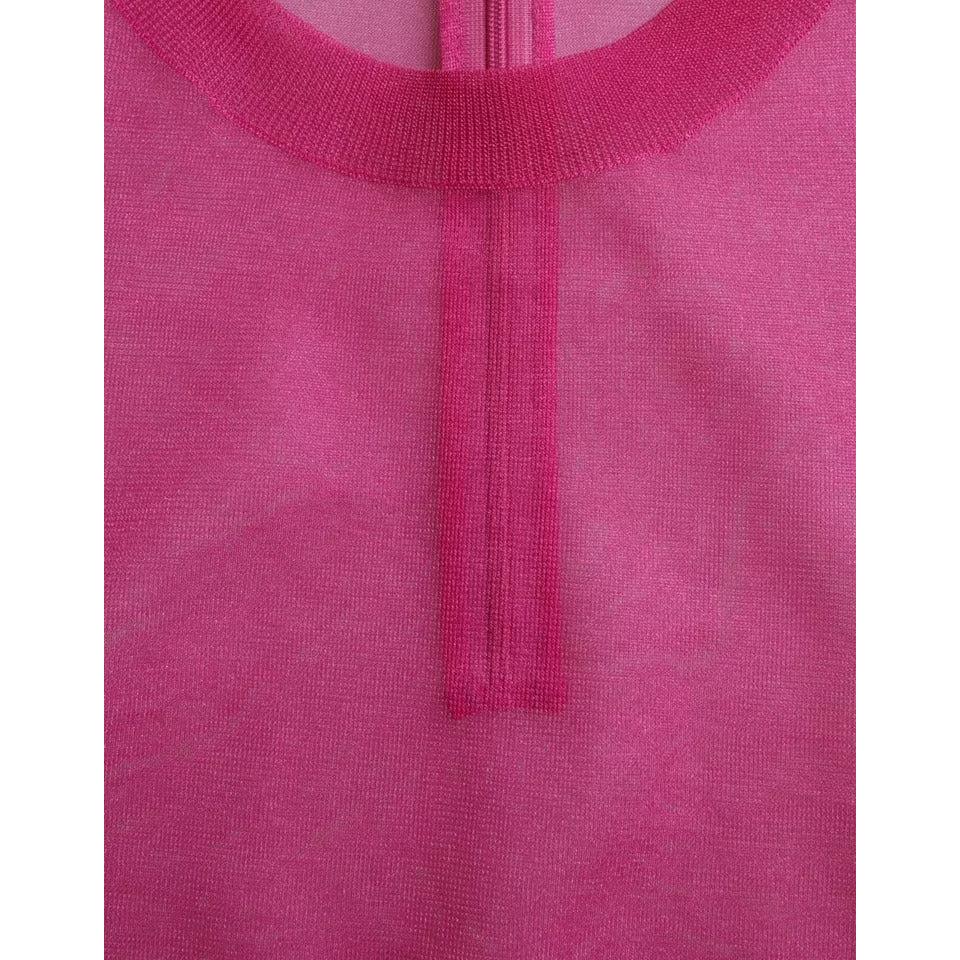 Dolce &amp; Gabbana Pink Transparent Crewneck Long Sleeves Top