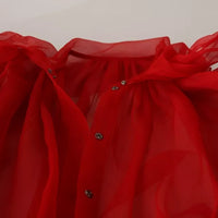 Dolce & Gabbana Red Silk Ascot Collar Ruffles Blouse Top