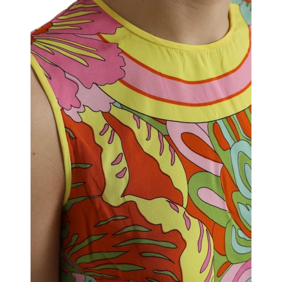 Dolce &amp; Gabbana Multicolor Floral Silk Sleeveless Tank Top