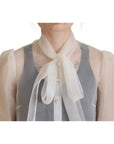 Dolce & Gabbana White Ascot Collar Long Sleeves Blouse Top