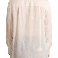 Dolce & Gabbana White Blouse Ascot Collar Shirt Silk Button Top