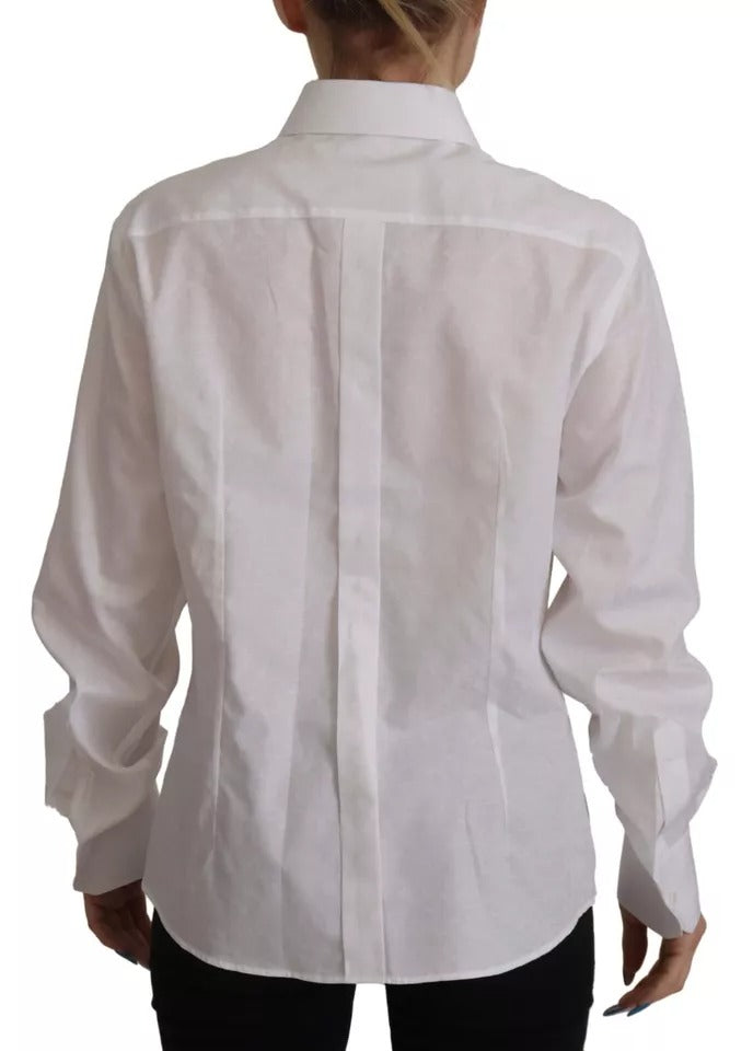 Dolce & Gabbana White Cotton Collared Formal Dress Shirt Top