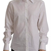 Dolce & Gabbana White Cotton Collared Formal Dress Shirt Top