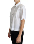 Dolce & Gabbana White Cotton Decorative Button Collared Top