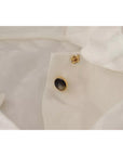 Dolce & Gabbana White Patterned Silk Ascot Collar Blouse Top
