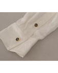 Dolce & Gabbana White Patterned Silk Ascot Collar Blouse Top