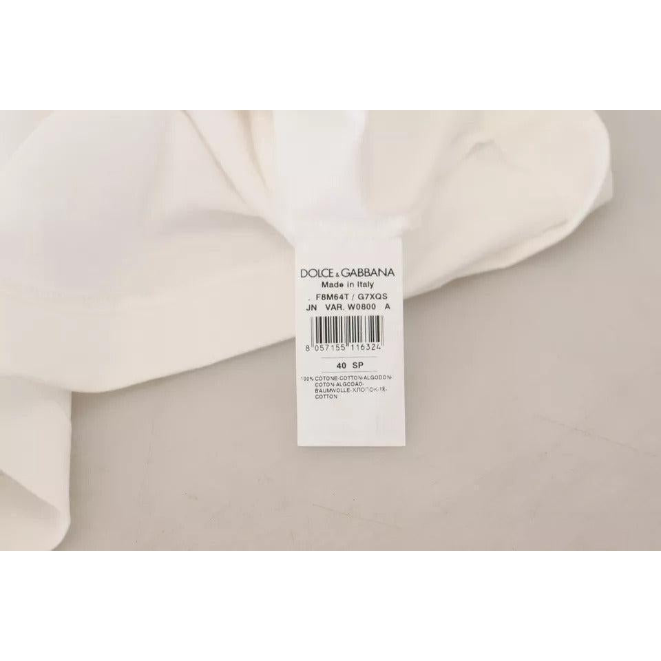 Dolce &amp; Gabbana White Striped Short Sleeves Pullover Top