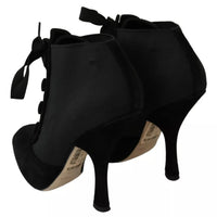 Dolce & Gabbana Black Suede Stretch Ankle Boots Booties Shoes