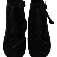 Dolce & Gabbana Black Suede Stretch Ankle Boots Booties Shoes