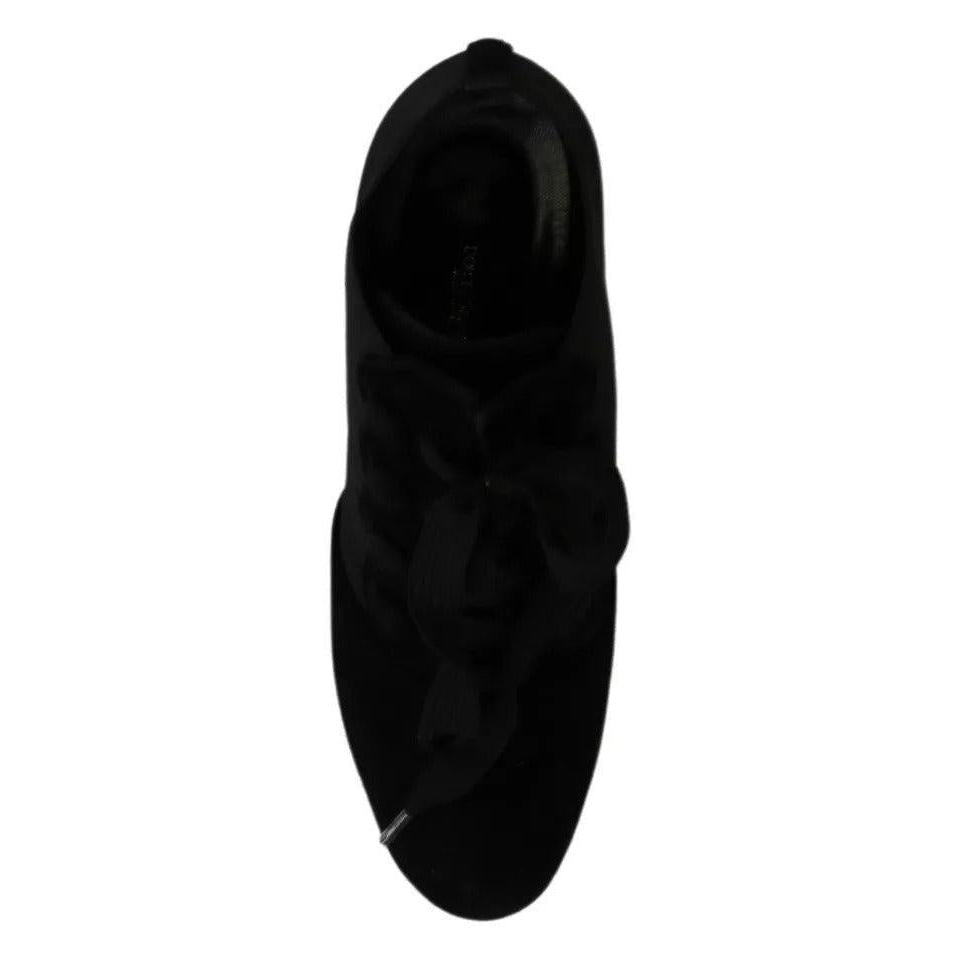 Dolce &amp; Gabbana Black Suede Stretch Ankle Boots Booties Shoes