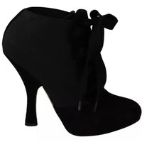 Dolce & Gabbana Black Suede Stretch Ankle Boots Booties Shoes