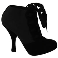 Dolce & Gabbana Black Suede Stretch Ankle Boots Booties Shoes