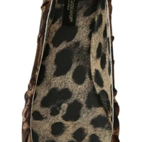 Dolce & Gabbana Brown Leopard Silk Ballerina Flats Shoes