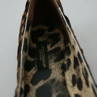 Dolce & Gabbana Brown Leopard Silk Ballerina Flats Shoes