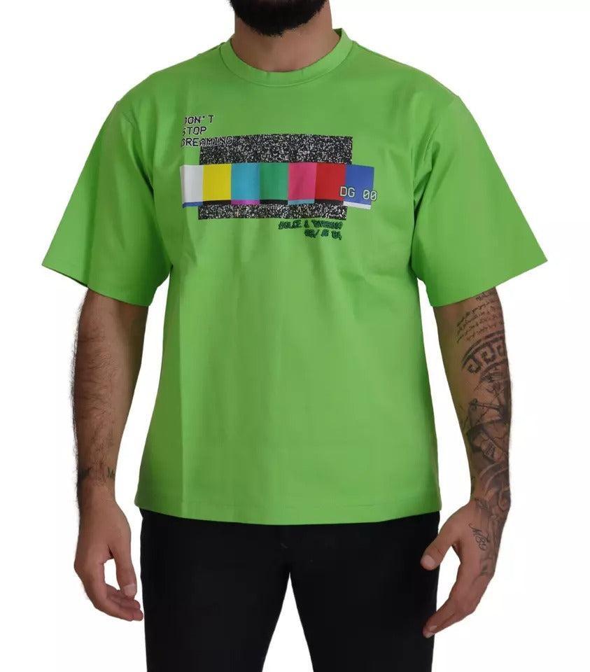 Dolce &amp; Gabbana Green Cotton DG CHANNEL Top T-shirt