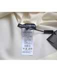 Dolce & Gabbana White Silk Crystal 3/4 Sleeves Blouse Top