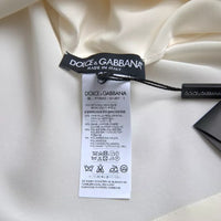 Dolce & Gabbana White Silk Crystal 3/4 Sleeves Blouse Top