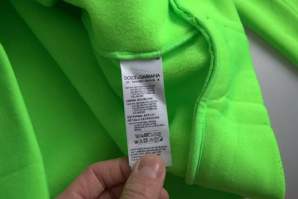 Dolce &amp; Gabbana Neon Green Logo Pullover Hooded Sweatshirt Sweater
