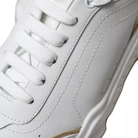 Dolce & Gabbana White Gold Leather Men Sneakers DAYMASTER Shoes