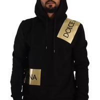 Dolce & Gabbana Black Gold Hooded Cotton Mens Pullover Sweater