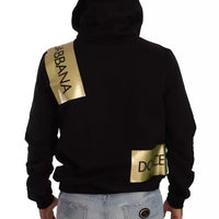 Dolce & Gabbana Black Gold Hooded Cotton Mens Pullover Sweater