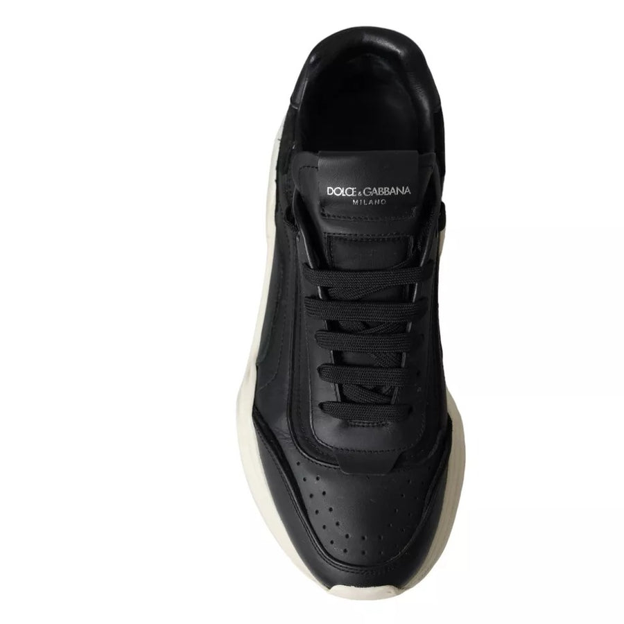 Dolce & Gabbana Black Leather DAYMASTER Mens Sneakers Shoes