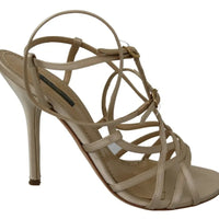 Dolce & Gabbana Gold Silk Ankle Strap Heels Sandals Shoes