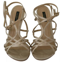 Dolce & Gabbana Gold Silk Ankle Strap Heels Sandals Shoes