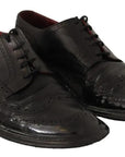 Dolce & Gabbana Black Leather Brogue Oxford Dress Shoes