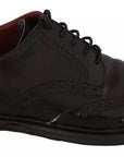Dolce & Gabbana Black Leather Brogue Oxford Dress Shoes
