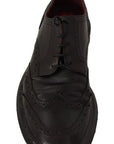 Dolce & Gabbana Black Leather Brogue Oxford Dress Shoes