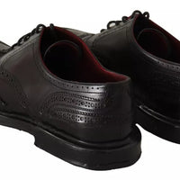 Dolce & Gabbana Black Leather Brogue Oxford Dress Shoes