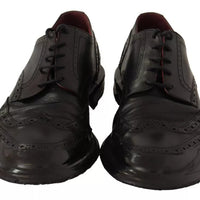 Dolce & Gabbana Black Leather Brogue Oxford Dress Shoes