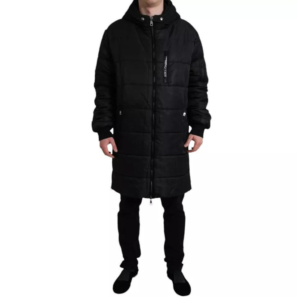 Dolce &amp; Gabbana Black Nylon Hooded Parka Coat Winter Jacket