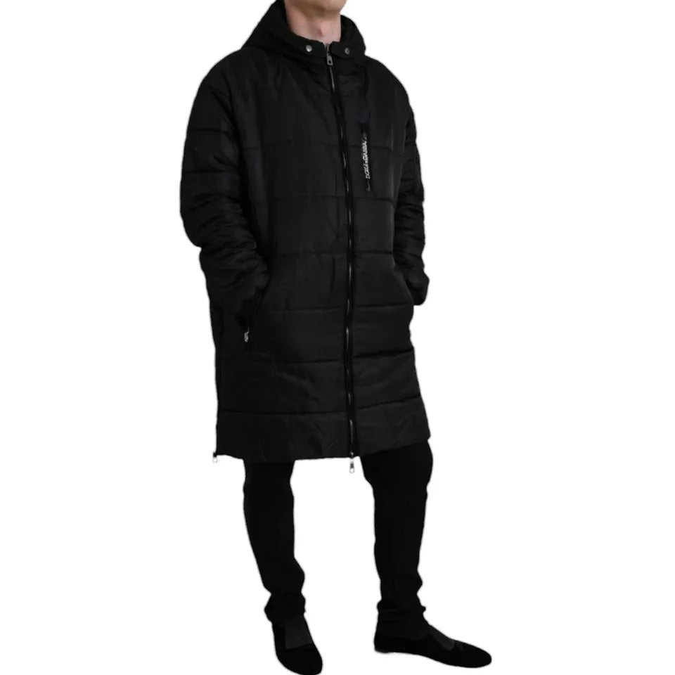 Dolce &amp; Gabbana Black Nylon Hooded Parka Coat Winter Jacket