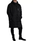 Dolce & Gabbana Black Nylon Hooded Parka Coat Winter Jacket