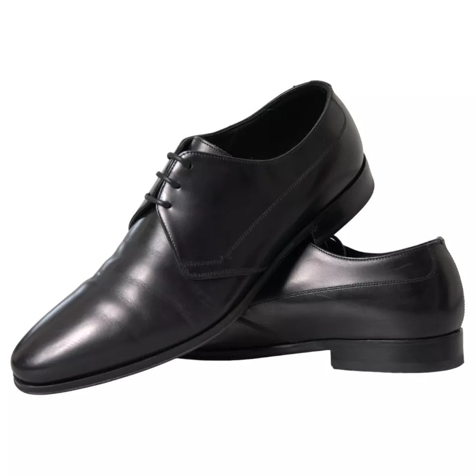 Dolce & Gabbana Black Leather Derby Formal Dress Men Shoes