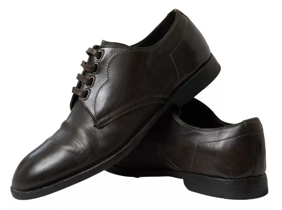 Dolce &amp; Gabbana Green Leather Mens Formal Dress Shoes