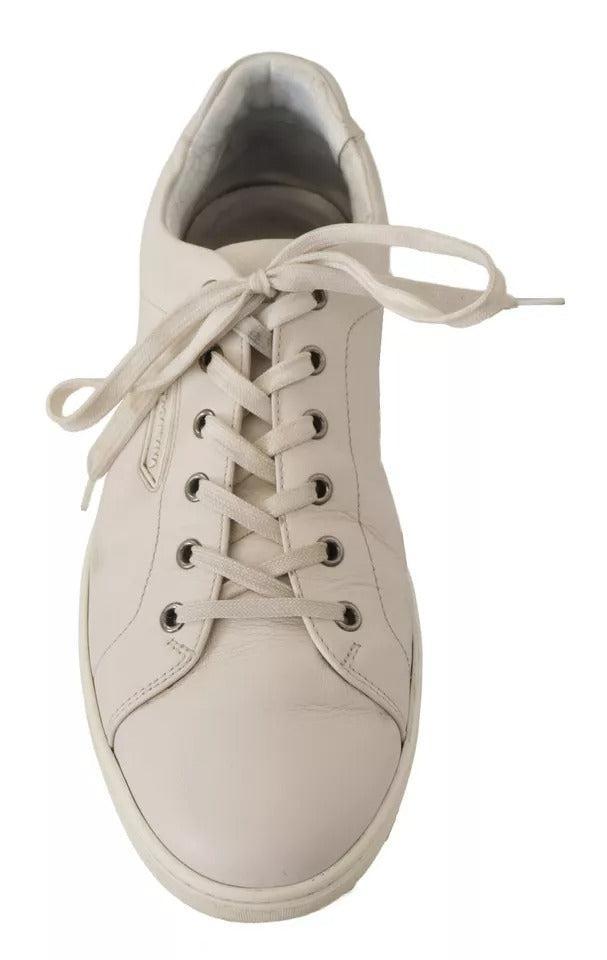 Dolce &amp; Gabbana White Casual Leather Logo Men Sneakers Shoes