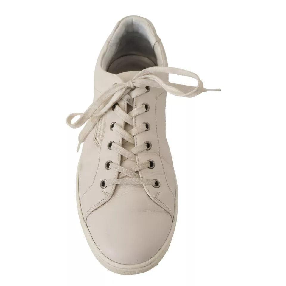 Dolce &amp; Gabbana White Casual Leather Logo Men Sneakers Shoes